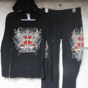 Cross and Roses 2pc Hoodie and Lounge Pant Set
